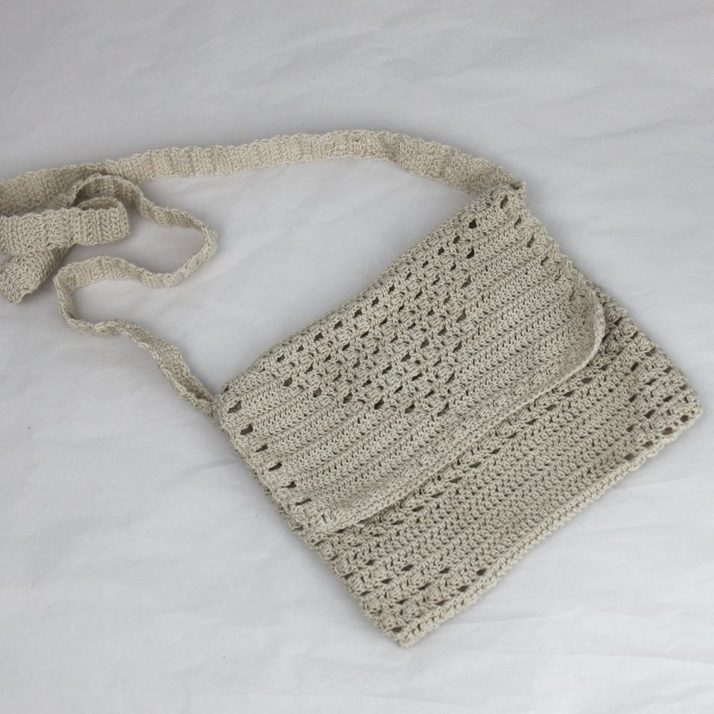 Cream Crocheted Shoulder Bag Purse